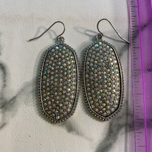 Crystal Pavé Silver Dangle Earrings - Iridescent